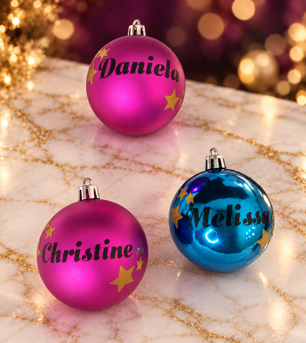 Personalisierte Weihnachtskugel mit Wunschmotiv – Glas oder Kunststoff, 6 cm