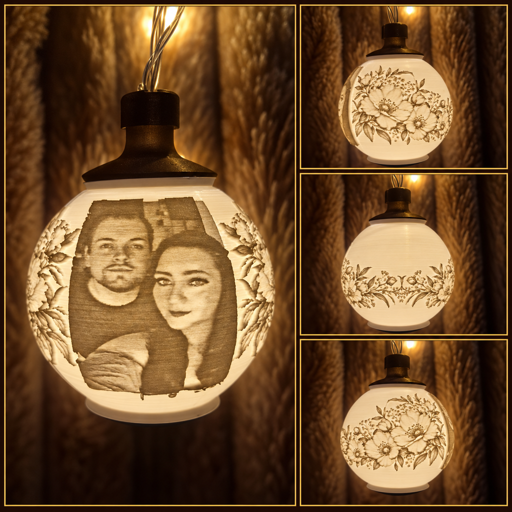 Personalisierte Lithophan-Leuchtkugel mit Foto – 3D-gedruckt, 7 cm