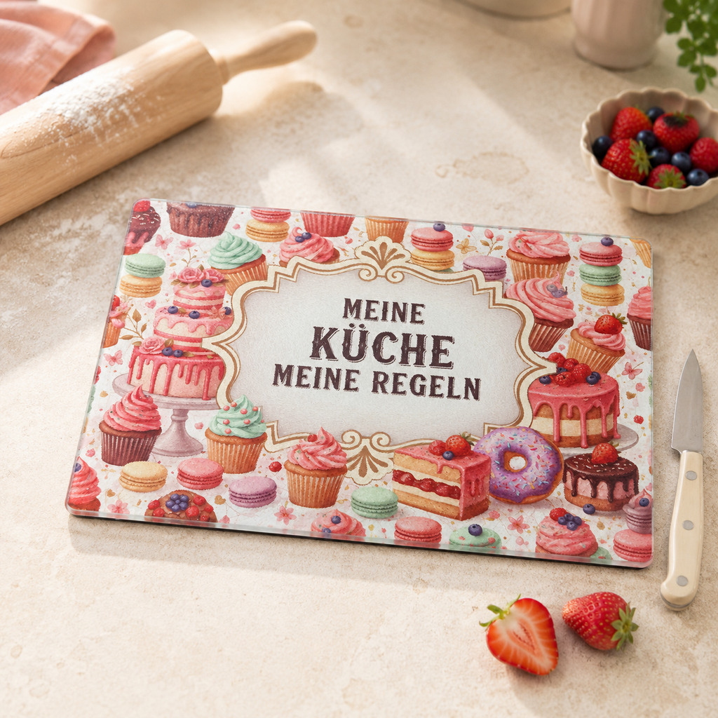 Personalisiertes Glas-Schneidebrett mit Wunschmotiv