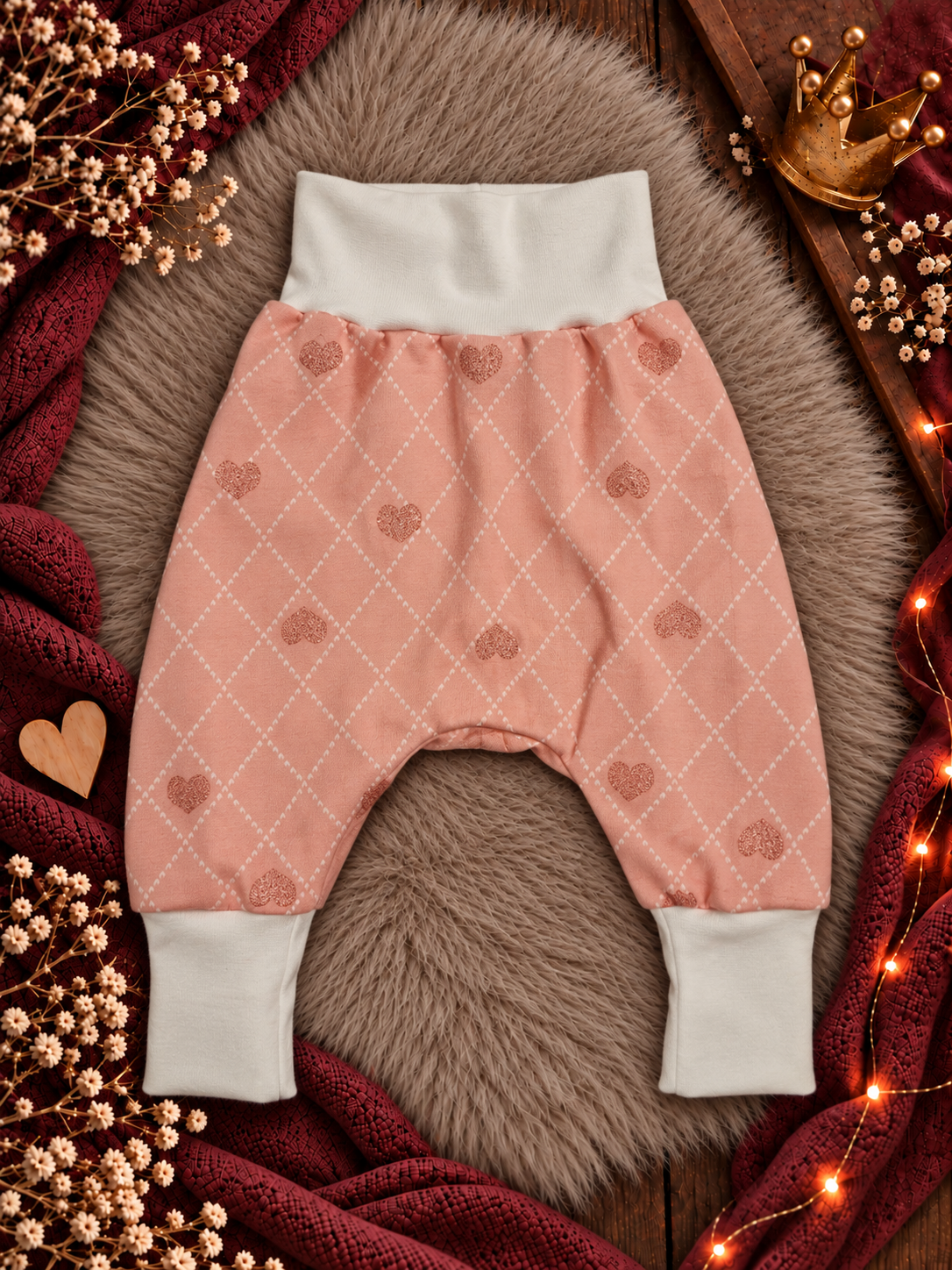 Madelias Baby-Pumphose Rosa mit Herz - Unikat  62/68
